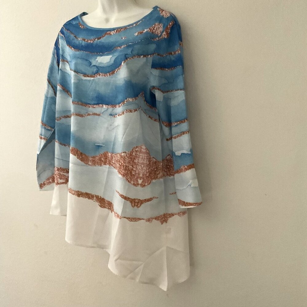 JUST FASHION NOW ASYMMETRICAL BLUE TOP - Picture 2 of 9